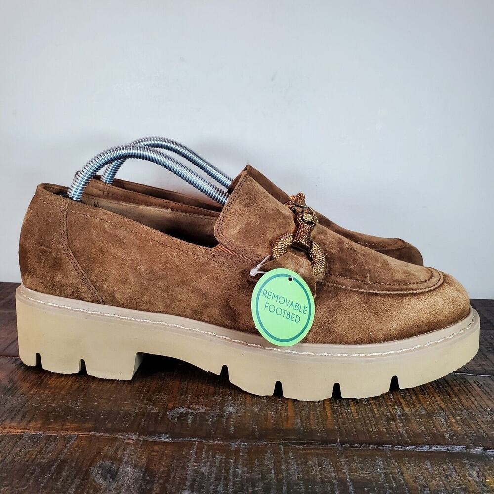 NEW Paul Green Loafer Womens Size 10 US Platform Heel Shoes Brown Suede (7.5 UK)